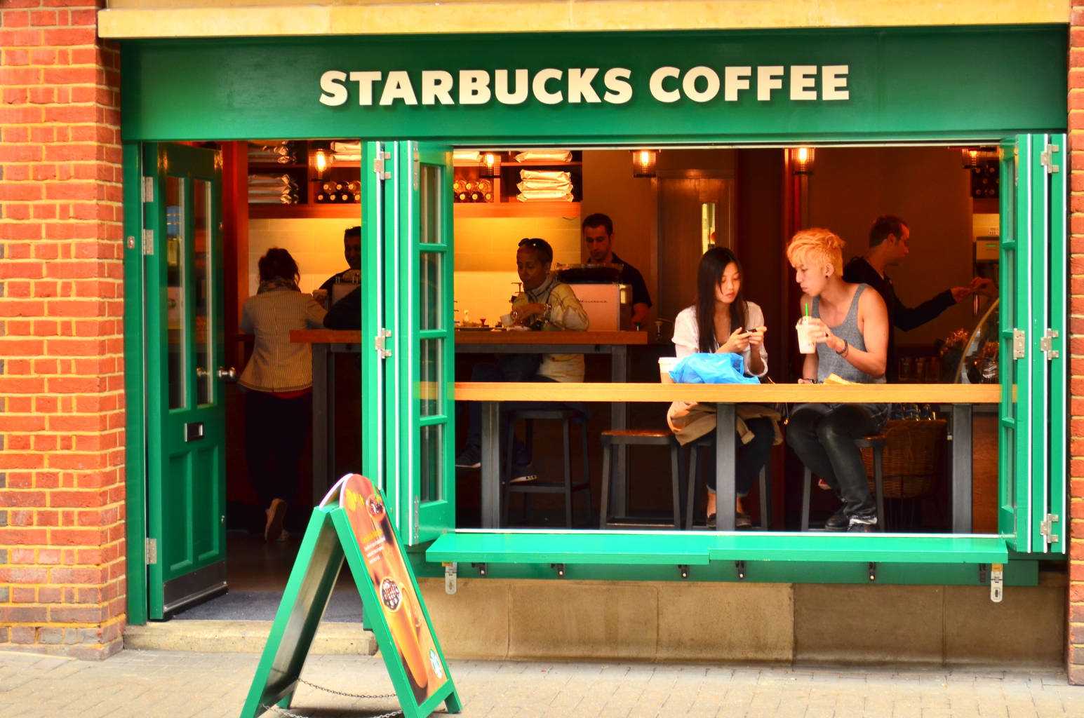 Background image of Starbucks shop