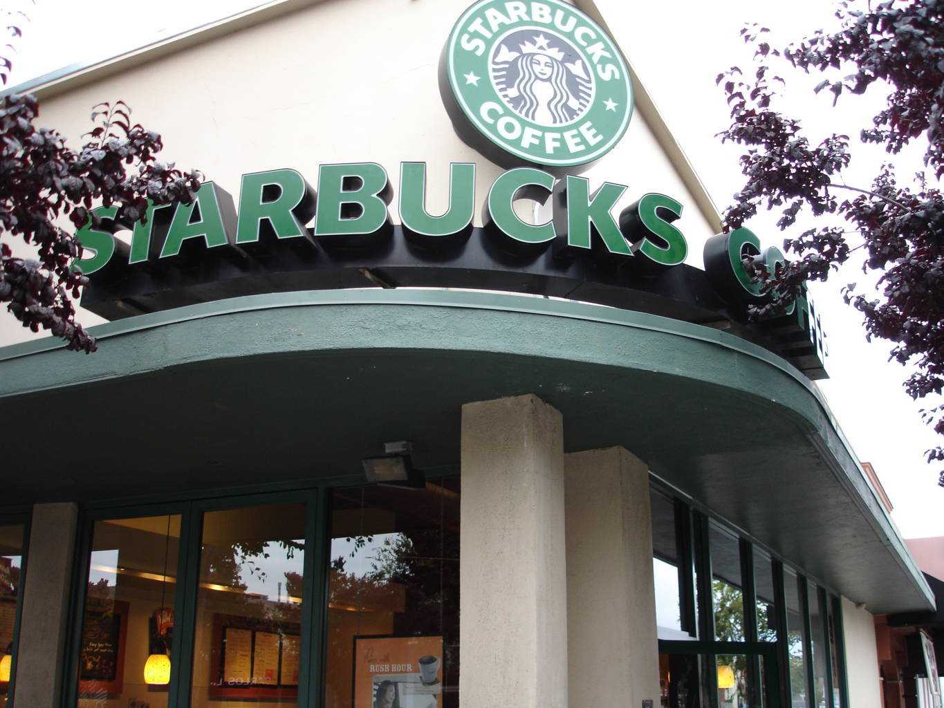 Background image of Starbucks shop